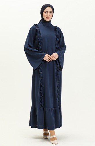 Ruffle Detailed Hijab Dress 11m01-04 Indigo 11m01-04