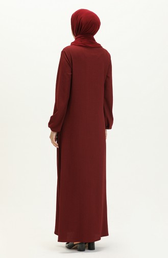 Pocket Detailed Crepe Hijab Dress 11m03-04 Claret Red 11M03-04