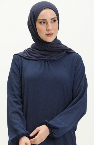 Robe Hijab Portefeuille Détaillée Avec Poches 11M03-02 Indigo 11M03-02