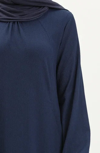 Taschendetailliertes Wickel-Hijab-Kleid 11M03-02 Indigo 11M03-02