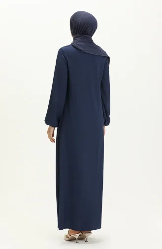 Taschendetailliertes Wickel-Hijab-Kleid 11M03-02 Indigo 11M03-02