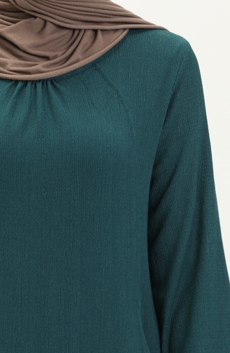 Robe Hijab Enveloppée Détaillée Avec Poches 11M03-01 Pétrole 11M03-01