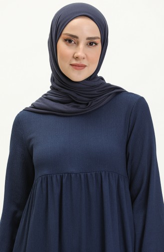 Yoke Crepe Hijab Dress 11M07-02 İndigo 11M07-02