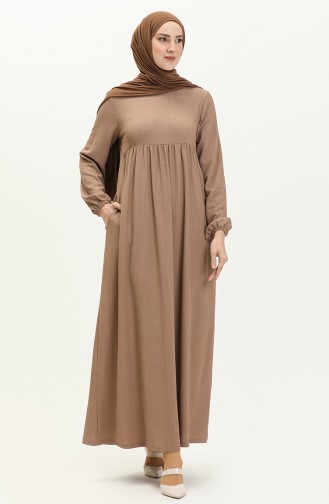 Gewikkelde Hijab-jurk 11M07-01 Licht Tarwe 11M07-01