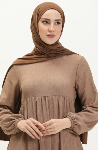 Gewikkelde Hijab-jurk 11M07-01 Licht Tarwe 11M07-01