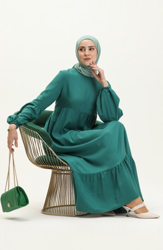 Kleid mit Ballonärmeln 1843-03 Smaragdgrün 1843-03