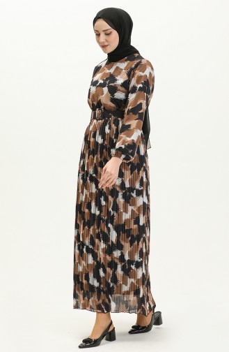 Plissiertes Chiffonkleid 0884A-02 Braun 0884A-02