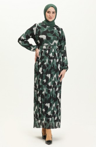 Dark Green İslamitische Jurk 0884A-03