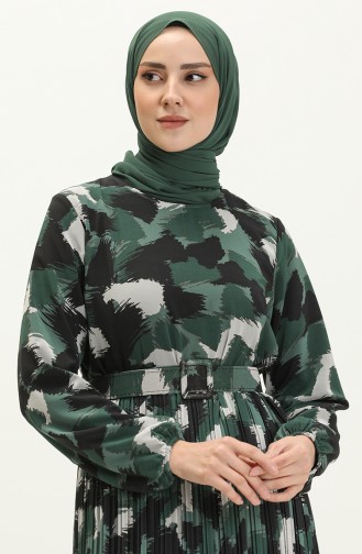 Dark Green İslamitische Jurk 0884A-03