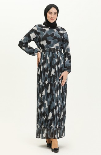 Plissiertes Chiffonkleid 0884A-04 Anthrazit 0884A-04
