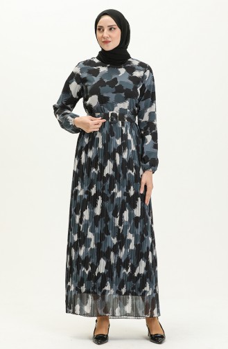 Plissiertes Chiffonkleid 0884A-04 Anthrazit 0884A-04