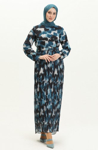 Plissiertes Chiffonkleid 0884A-05 Indigo 0884A-05