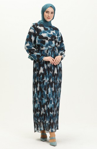 Plissiertes Chiffonkleid 0884A-05 Indigo 0884A-05