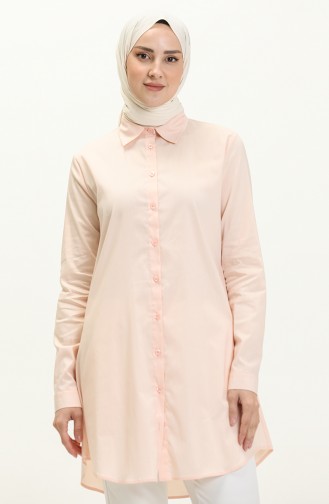 Buttoned Asymmetric Tunic 4056-01 Salmon 4056-01