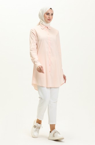 Buttoned Asymmetric Tunic 4056-01 Salmon 4056-01