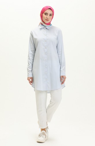 Buttoned Asymmetric Tunic 4056-02 Baby Blue 4056-02