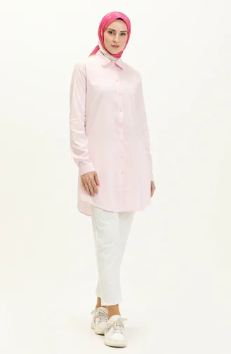 Geknöpfte asymmetrische Tunika 4056-03 Rosa 4056-03