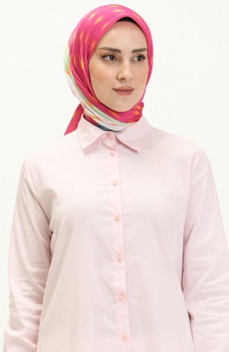 Düğmeli Asimetrik Tunik 4056-03 Pembe