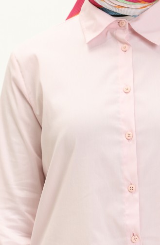 Düğmeli Asimetrik Tunik 4056-03 Pembe