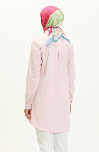 Geknöpfte asymmetrische Tunika 4056-03 Rosa 4056-03