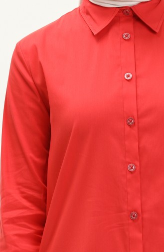 Geknöpfte asymmetrische Tunika 4056-04 Rot 4056-04