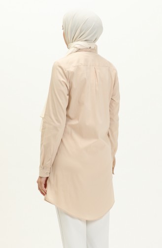 Geknöpfte asymmetrische Tunika 4056-05 Beige 4056-05