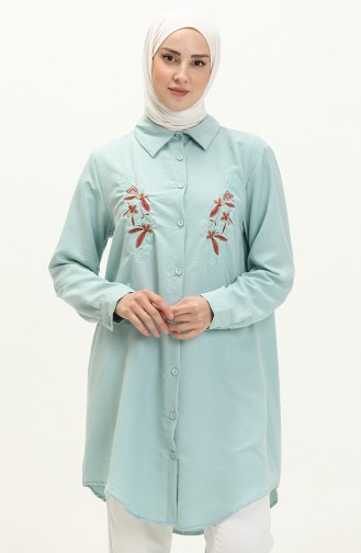 Nakışlı Tunik 1006-03 Mint Mavi