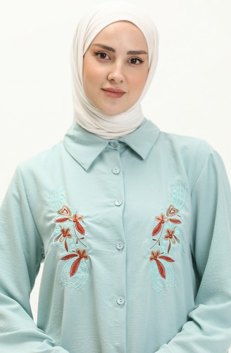 Nakışlı Tunik 1006-03 Mint Mavi