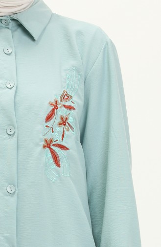 Nakışlı Tunik 1006-03 Mint Mavi