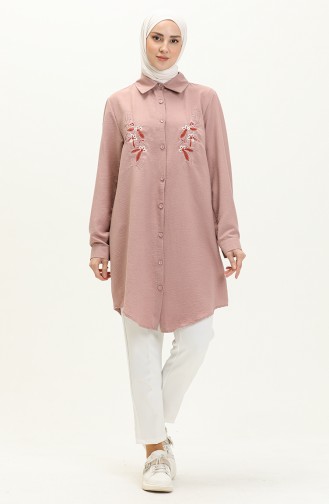 Nakışlı Tunik 1006-05 Pudra