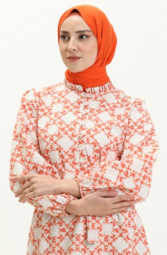 Printed Linen Dress 24Y8931-02 Orange 24Y8931-02