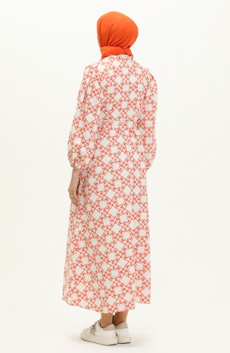 Printed Linen Dress 24Y8931-02 Orange 24Y8931-02