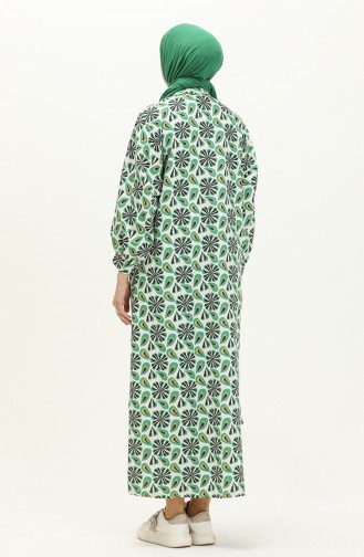Gemustertes Leinenkleid 24Y8905-01 Grün 24Y8905-01