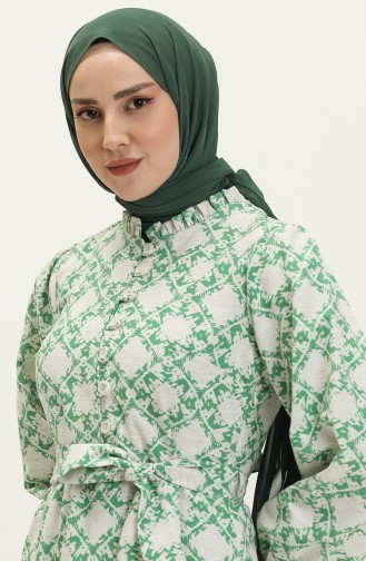 Robe en Lin à Motifs 24Y8931-06 Vert 24Y8931-06