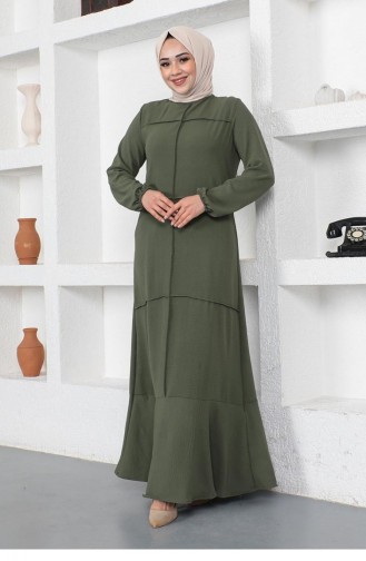 Dikiş Detaylı Model Elbise Haki