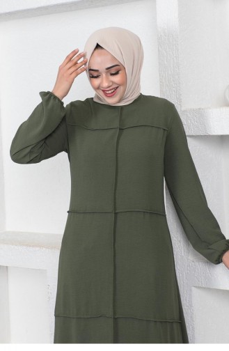 Dikiş Detaylı Model Elbise Haki