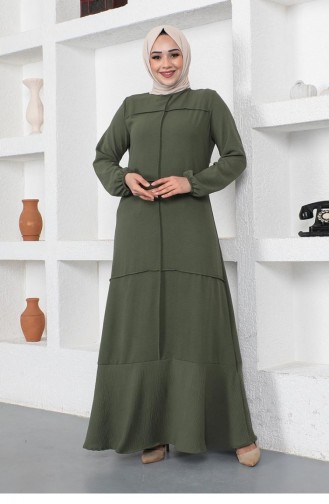 Dikiş Detaylı Model Elbise Haki