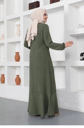 Dikiş Detaylı Model Elbise Haki