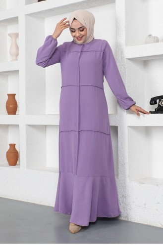 Dikiş Detaylı Model Elbise Lila