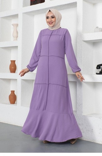 Dikiş Detaylı Model Elbise Lila