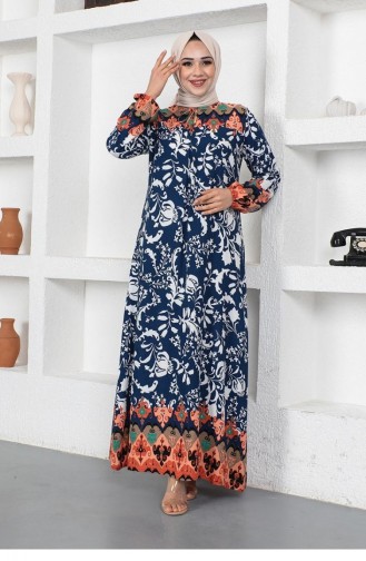 A Pile Model Tesettür Elbise Lacivert