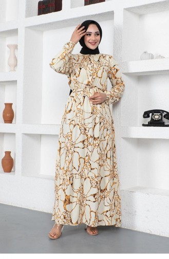 Beige Hijab Kleider 0291SGS.BEJ