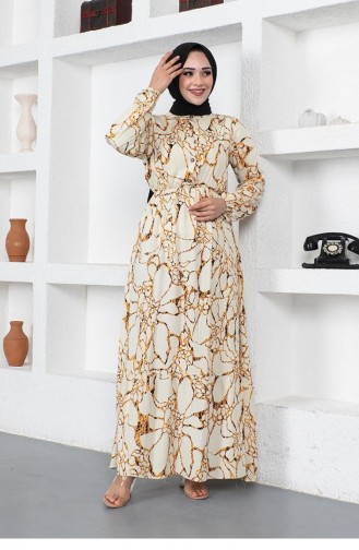 Beige Hijab Dress 0291SGS.BEJ