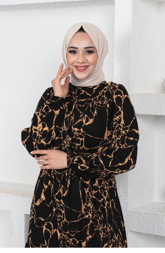 Schwarz Hijab Kleider 0291SGS.SYH