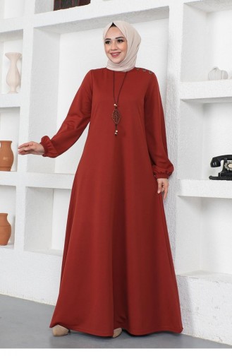 Ziegelrot Hijab Kleider 2041MG.KRT