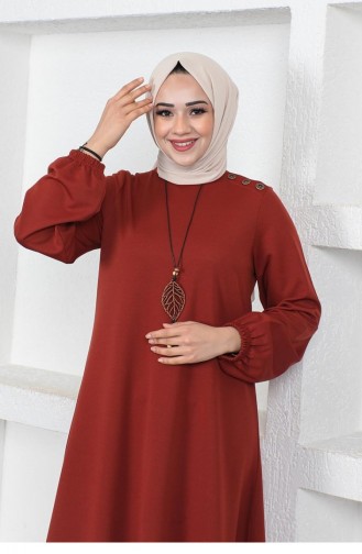 Ziegelrot Hijab Kleider 2041MG.KRT