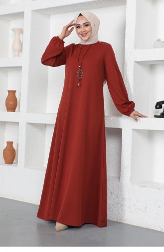 Ziegelrot Hijab Kleider 2041MG.KRT
