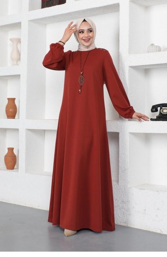 Ziegelrot Hijab Kleider 2041MG.KRT