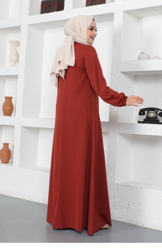 Ziegelrot Hijab Kleider 2041MG.KRT