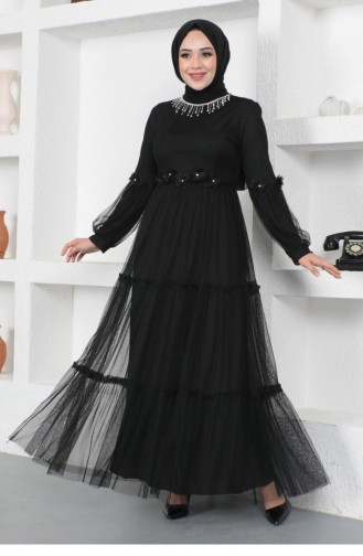 Black Hijab Evening Dress 14323